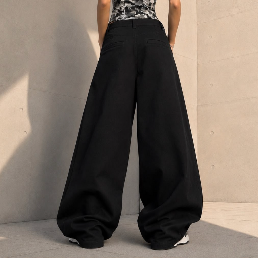 Korean Baggy Jeans — Black