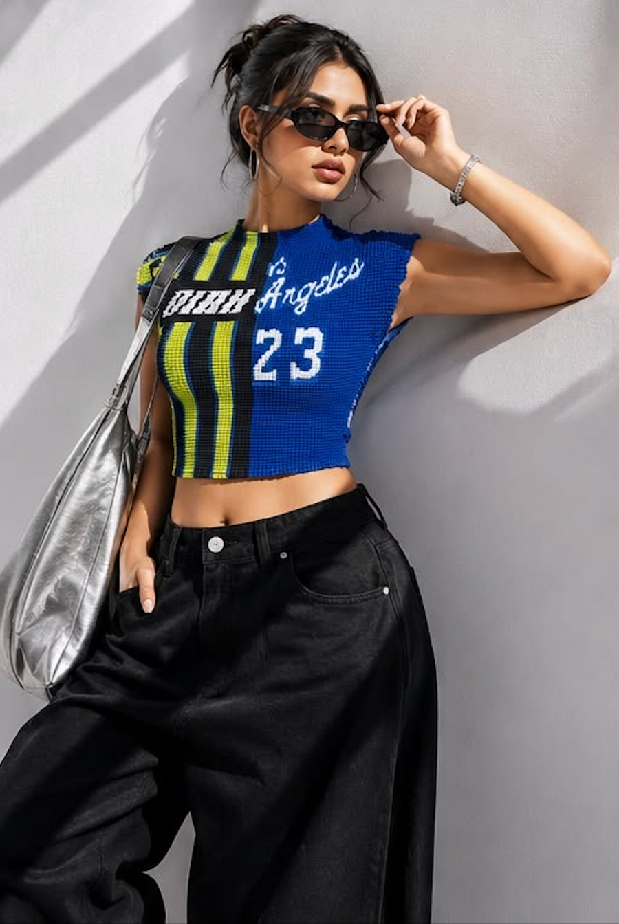 Magic Top Blue Sporty Baloon Korean Black