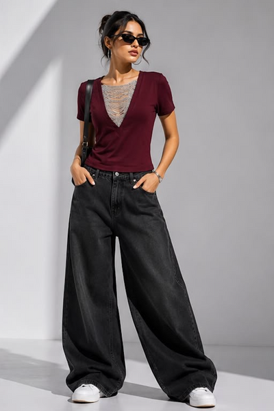Maroon Jewel Top