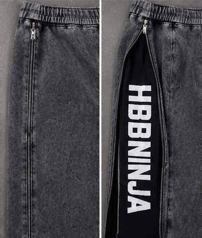Zipper Side Jeans — Black