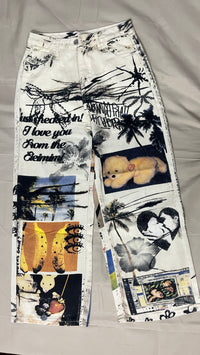 Bairan Printed Pants — Beige