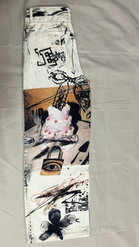 Bairan Printed Pants — Beige