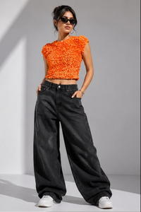 Magic Top Orange Baloon Korean Black